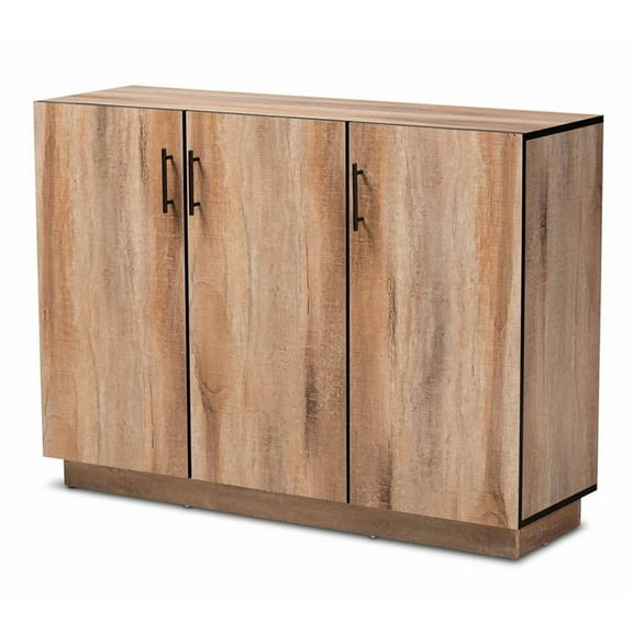 Bowery Hill Oak Finished Wood 3-Door Dining Room Sideboard Buffet