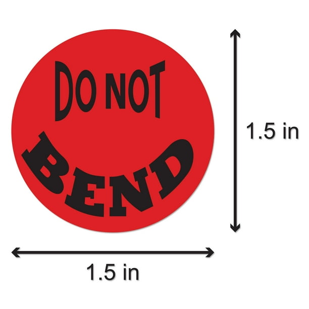 Round Do Not Bend Stickers (1.5 inch, 300 Stickers per Roll, Red) for Shipping & Mailing ...