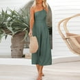 thumbnail image 2 of Aayomet Women Summer Straps One Shoulder Dressy Casual Wide Leg High Waist Jumpsuit Romper With Pockets,Mint Green XL, 2 of 5