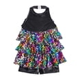 thumbnail image 4 of YONGHS Kids Girls Halter Shiny Ballet Leotard Dress Latin Tango Jazz Dancewear 4-16 Colorful 16, 4 of 7