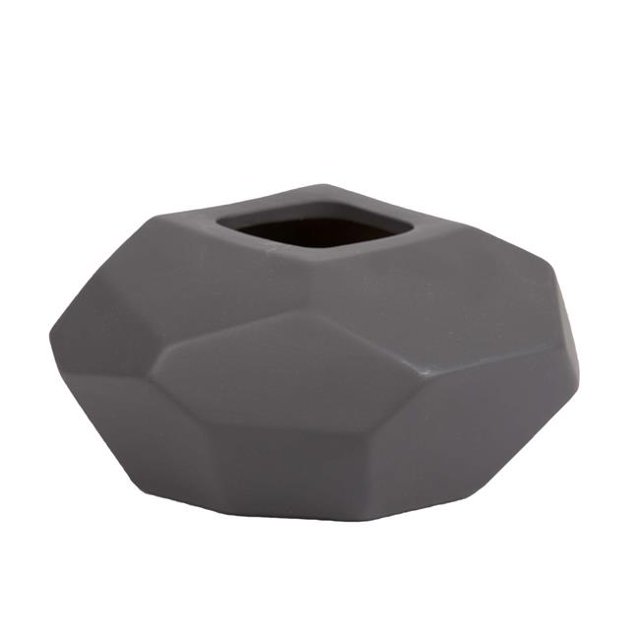 Urban Trends Collection 53054 Ceramic Patterned Irregular Round Vase with Square Mouth & Tapered Bottom, Matte & Charcoal Gray - Small