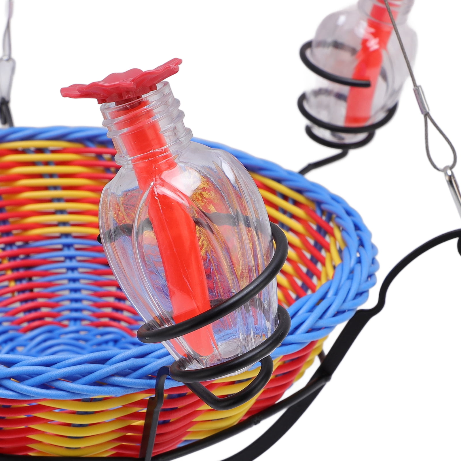 BIMZUC Outdoor Hanging Bird Feeder Rattan Basket Water Feeding Station for Hummingbirds, Garden Balcony Tree Branch Decor, 16.9 x 11.8 inches / 43 x 30 cm, Multi-color