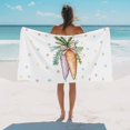 thumbnail image 2 of Easter Beach Towels Blanket Soft&Absorbent Quick Dry Microfiber Watercolor Carrot Polka Dot Pattern Pool Towels for Swimming ,Yoga, Sports, Gym, Camping,Large 30X60in, Orange Purple, 2 of 8