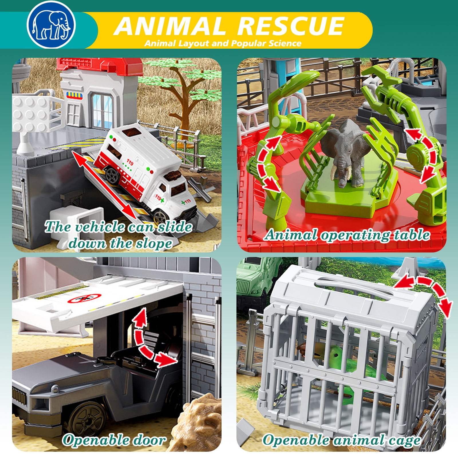 51 Piece Safari Animals Toys Set, Realistic Zoo Animal Figurines Playset with Play Map, Plastic Jungle Toy for Toddlers 3+ Years Old, Ideal Gift for Boys and Girls