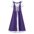 thumbnail image 5 of inhzoy Renaissance Dress for Girls Medieval Princess Costume Retro Lace-up Maxi Dress Halloween Dress up Short-sleeve-Dark Purple-A 10, 5 of 9