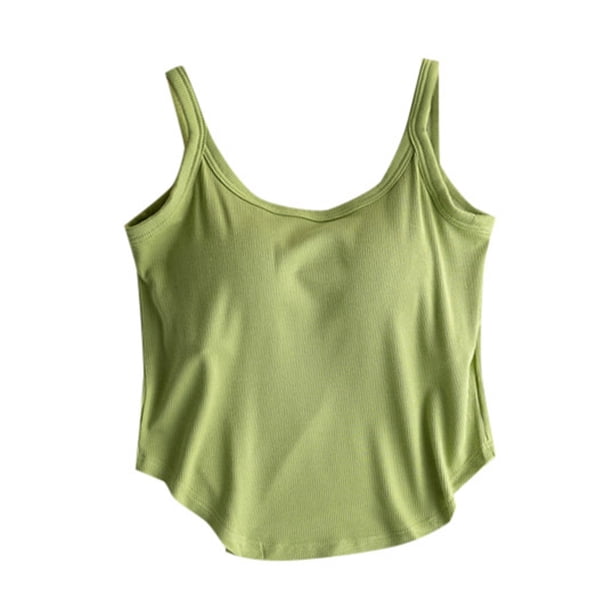 Camiseta interior de color liso con relleno en el pecho para mujer: camiseta sin mangas adelgazante 80 % algodón y spandex para deporte y ropa exterior.