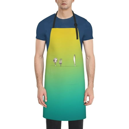 

Naloa Teal To Yellow Gradient Apron Kitchen Aprons with Pockets for Women Men Chef