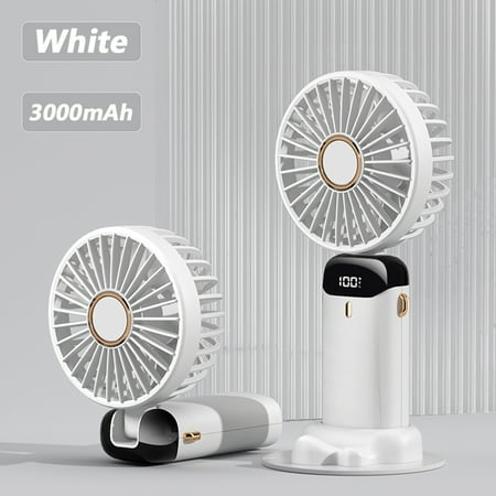 

Faneas Portable Hand-Held Fan Office Desktop Multifunctional Folding Double-Headed Small Electric Fan With A Neck Lanyard -White