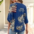 thumbnail image 4 of Evdexr Womens 250th Anniversary Usa Tops Patriotic V Neck Shirts 4th Of July Graphic 3/4 Sleeve Red Blue and White Shirt 1776 2026 Oversized Casual T Shirts Navy XL, 4 of 6