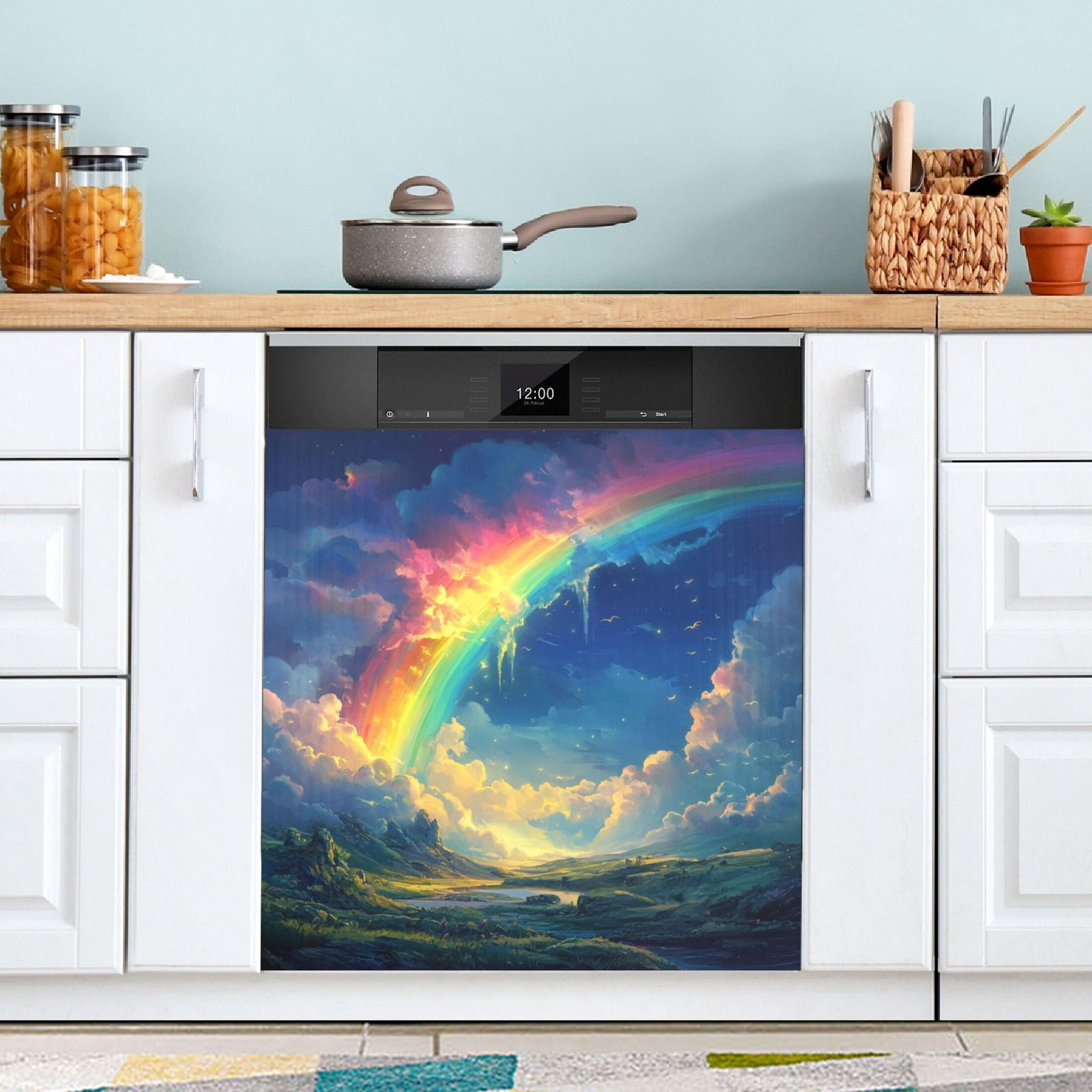 Dishwasher Magnetic Sticker 23x26 Inch Refrigerator Magnetic Sticker Washing Machine Magnetic Sticker Kitchen Panel Magnetic Sticker Home Decor Super Cool Rainbow
