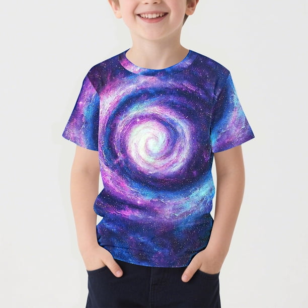 Blusas y camisas de manga corta con cuello redondo Camiseta estampada de manga corta con estampado de estrellas para niños Cuello redondo Manga corta Casual Versátil Para niñas Top de poliéster