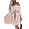 thumbnail image 3 of Cilcicy Women Off-shoulder High Waist Loose Solid Color Puff Sleeve Dress, 3 of 4