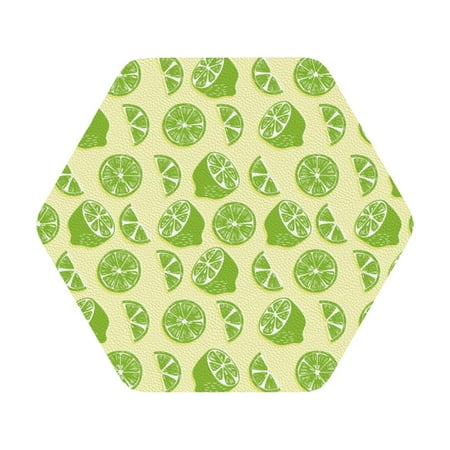 

Matuu Various Lemons for Cup Coasters Set of 6 Leather Coasters Desk Coasters for Office Measures 4” x 4” Hexagon