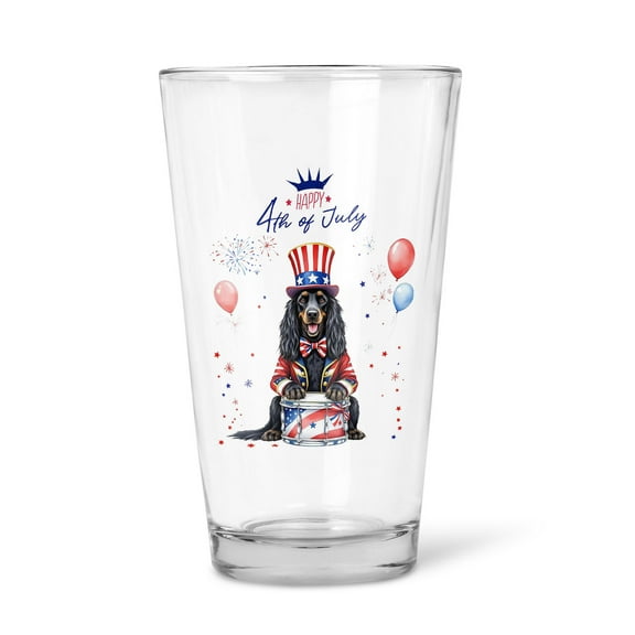 Happy 4th of July Patriotic Afghan Hound Marching Band Uniform Balloons Fireworks 16oz Pint Beer Glass Mug Dog Lover Beer Glasses Cup - 13009