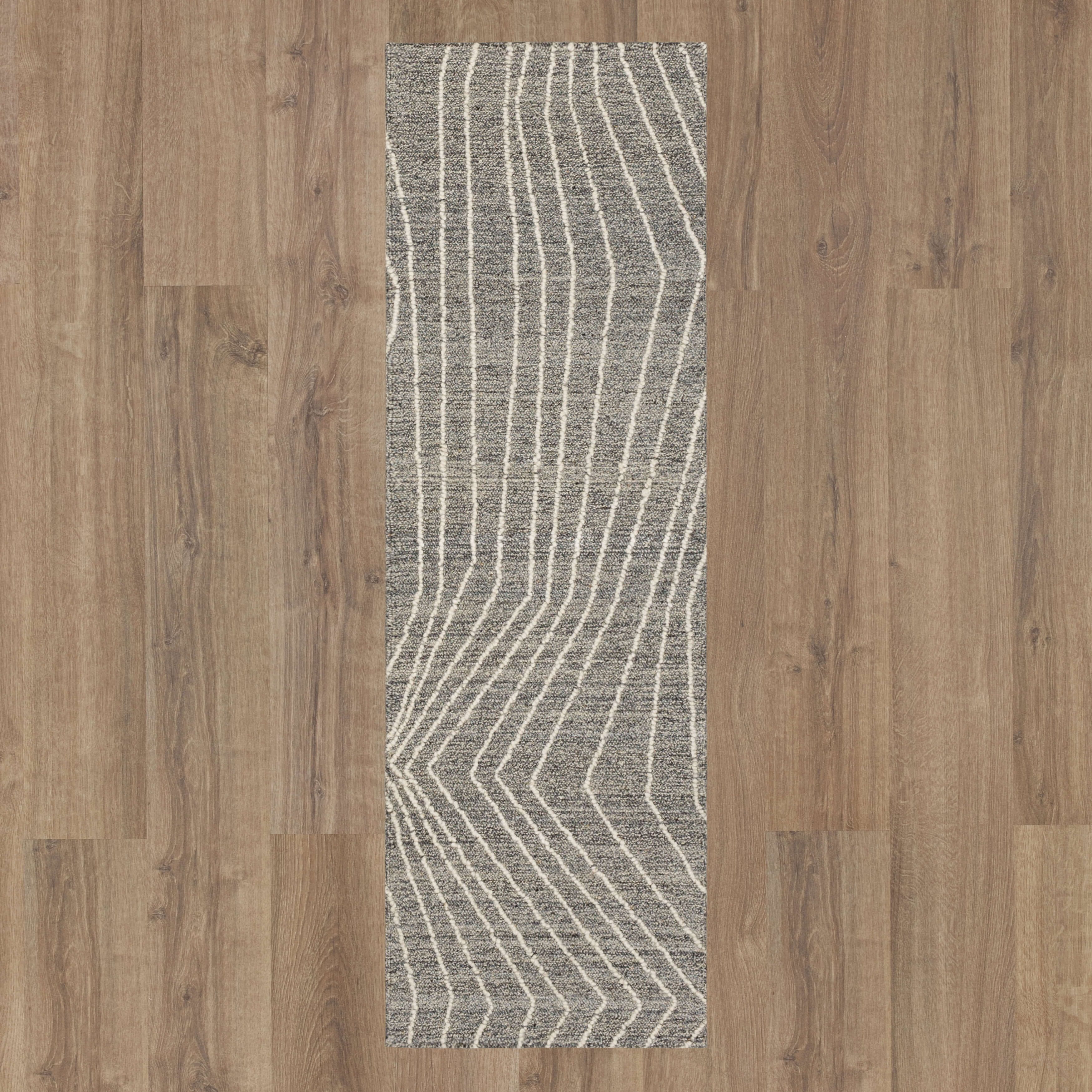 Mainstays Wool Lines Tufted Indoor Area Rug, Grey, 1 ft 10 in x 6 ft