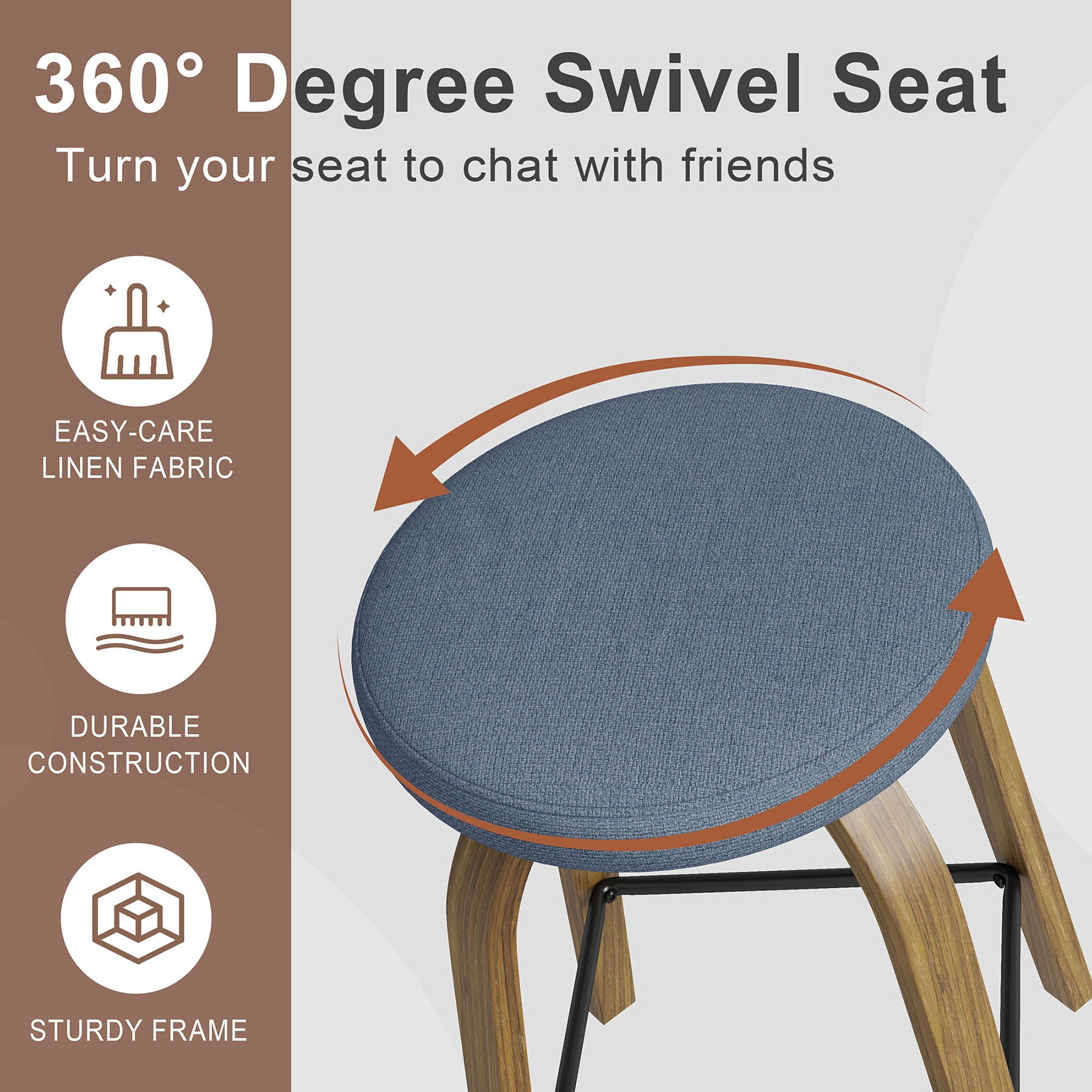 S-HOME Swivel Bar Stools Set Of 2,  Fabric Upholstered 30 Inch Height, Ideal For Restaurants And Home Use