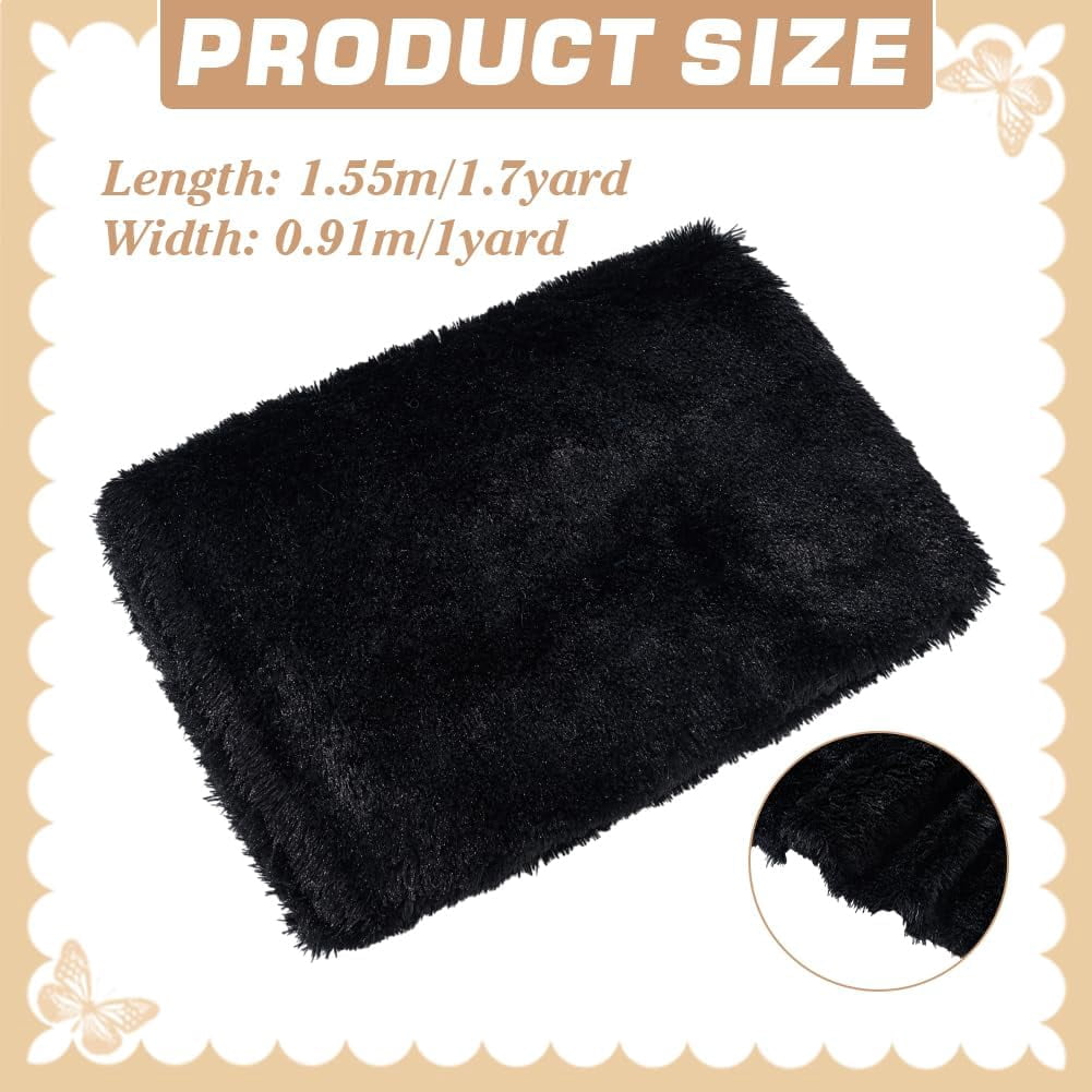 PH 1 Yard x 61 Inch Black Fur Fabric Plush Fabric Fluffy Fur Fabric Craft Fur Fuzzy Fabric for DIY Crafts Christmas Winter Costume Gnome Pillow Sewing Decor 3/4 inch Pile Black