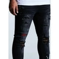 thumbnail image 5 of Crysp Denim Men's Distressed Rip & Repair Paint Splatter Skinny Fit Black Jeans (36, Black Wash), 5 of 6