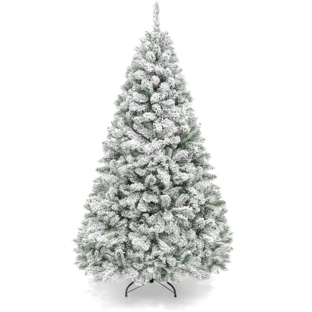 Best Choice Products 7.5Ft Snow Flocked Christmas Tree, Premium Holiday Pine Branches, Foldable Metal Base - Walmart.com