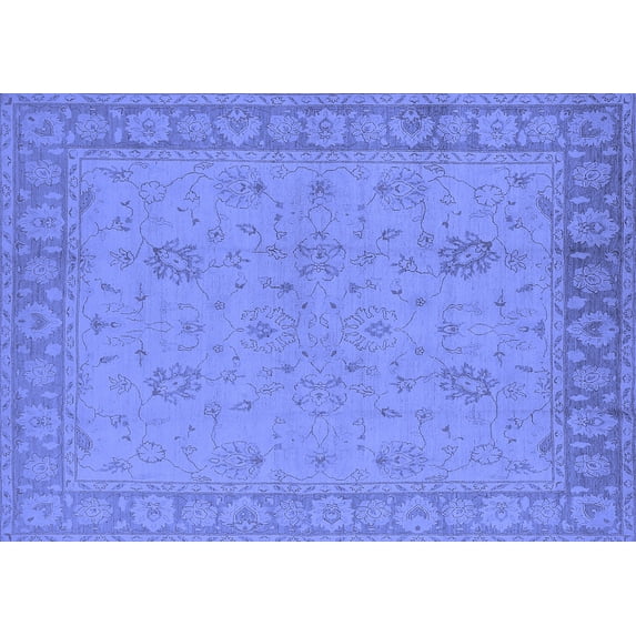 Ahgly Company Machine Washable Indoor Rectangle Oriental Blue Industrial Area Rugs, 6' x 9'