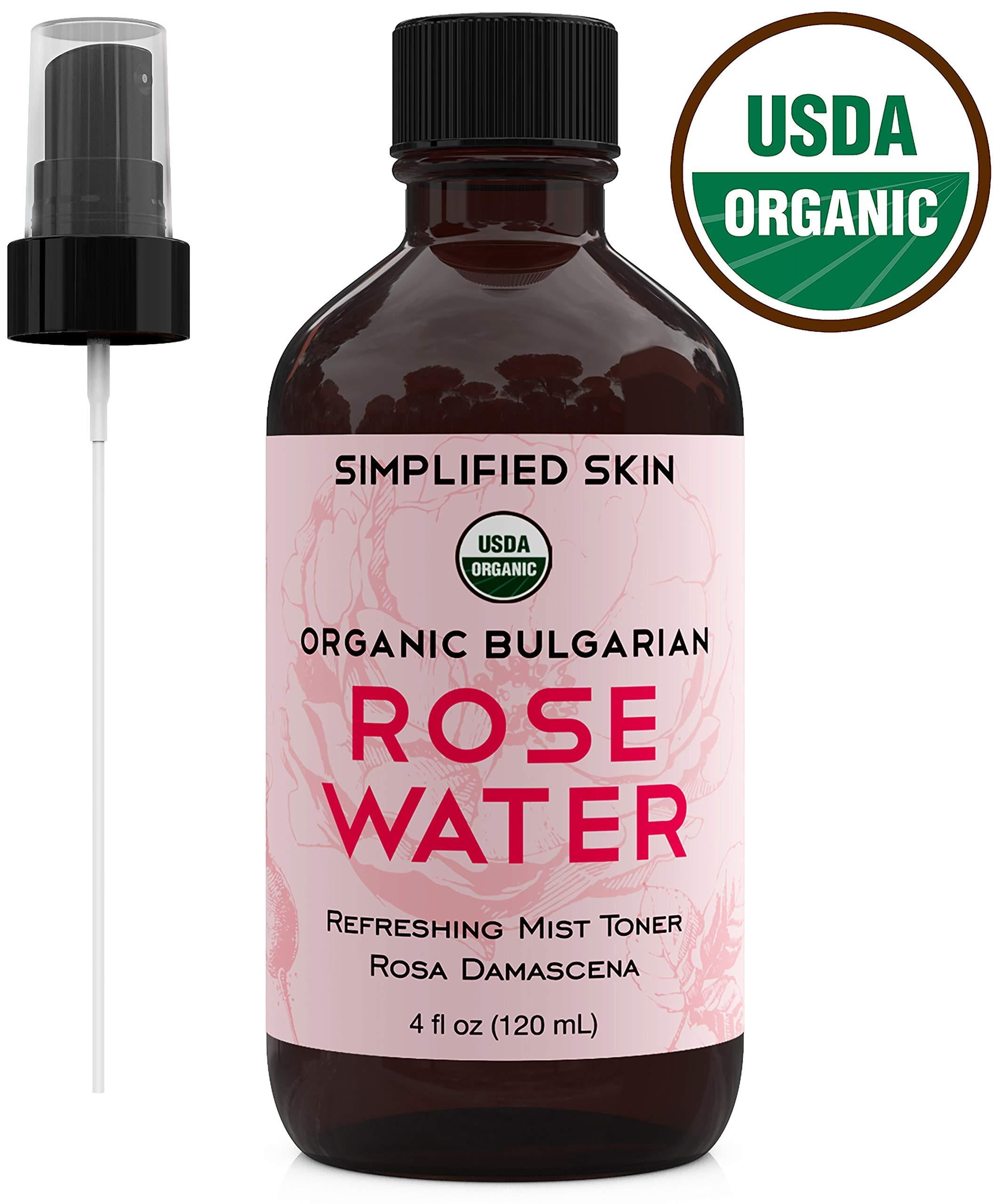 Shipwreck krydstogt samfund Rose Water for Face & Hair, USDA Certified Organic Facial Toner.  Alcohol-Free Makeup Setting Hydrating Spray Mist. 100% Natural Anti-Aging  Petal Rosewater by Simplified Skin (4 oz) - Walmart.com