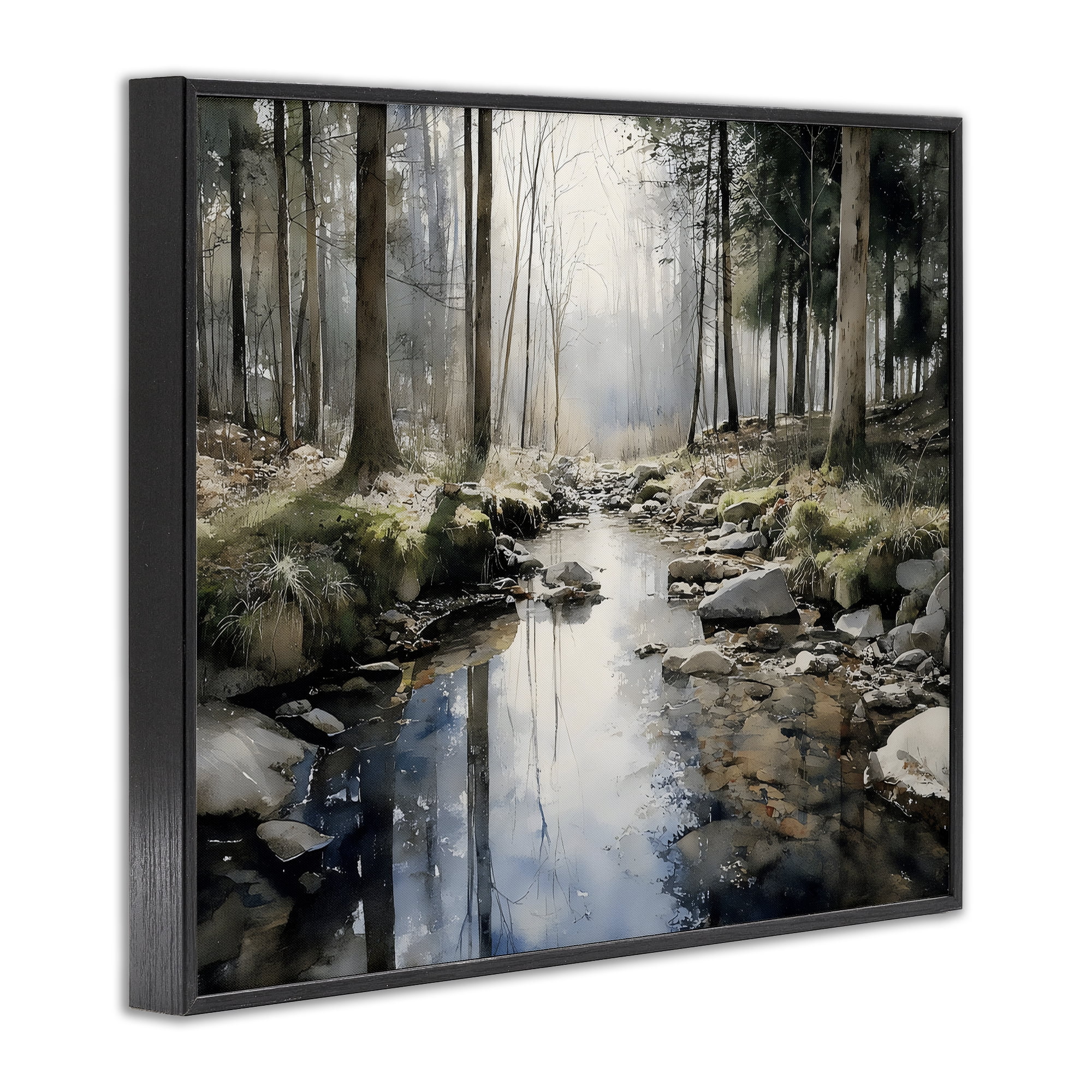 Stupell Industries Rock Creek in Morning Mist Black Framed Giclee Art, design by Franklyn Gregory