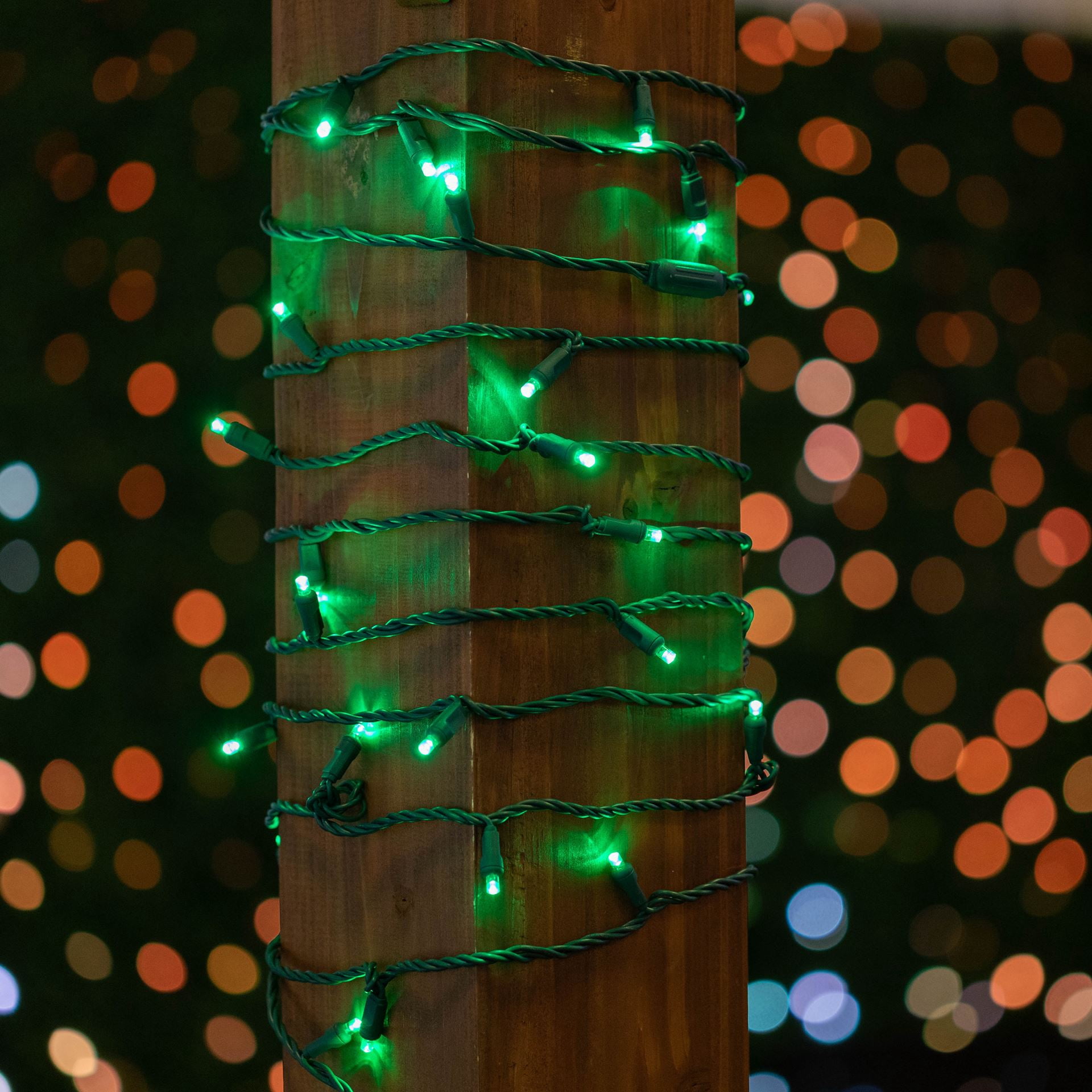 Novelty Lights 25FT 50 Light LED Green, Outdoor String Lights, Corded Electric, Dimmable