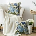thumbnail image 3 of Spring Blue Floral Pillow Covers 18x18 Set of 2 dark Green Blue Pink Flower Modern Aesthetic Print Decorative Throw Pillow Cases Outdoor Seasonal Summer Farmhouse Decoration for Sofa Couch Bed, 3 of 6