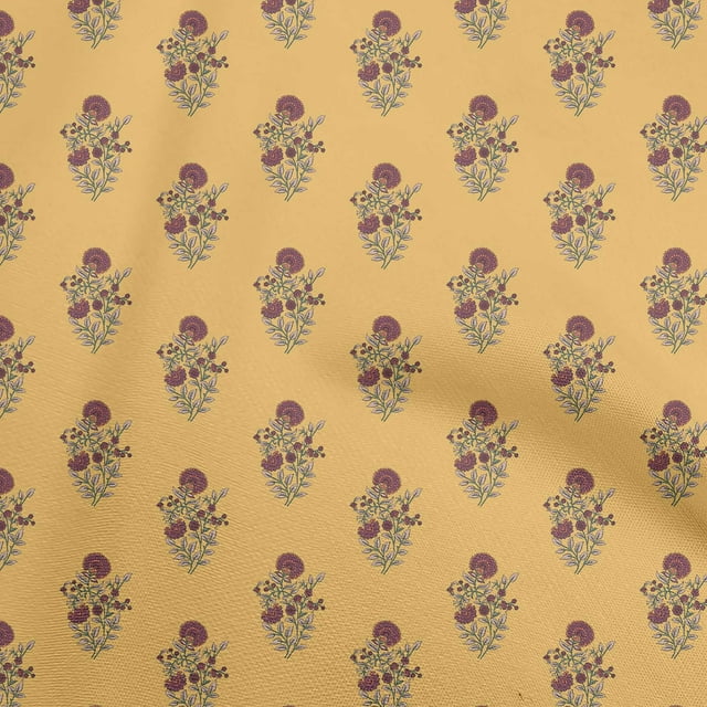 oneOone Polyester Spandex Peach Fabric Asian Block Print Sewing Material Print Fabric By The Yard 56 Inch Wide