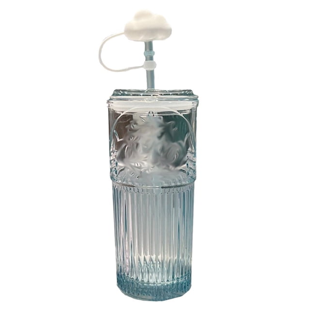 LOVEVER 20 OZ Iced Coffee Glasses Tumblers Glass Cups with Lids and Straws for Ice Water Juice Tea Milk Smoothie and Cold or Hot Drinks