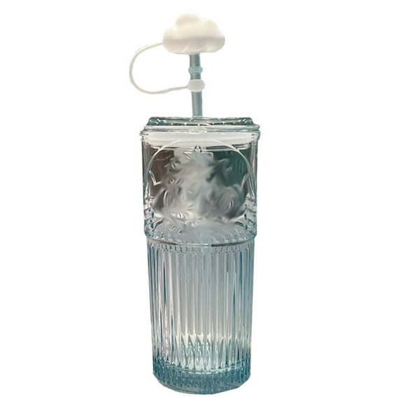 LOVEVER 20 OZ Iced Coffee Glasses Tumblers Glass Cups with Lids and Straws for Ice Water Juice Tea Milk Smoothie and Cold or Hot Drinks