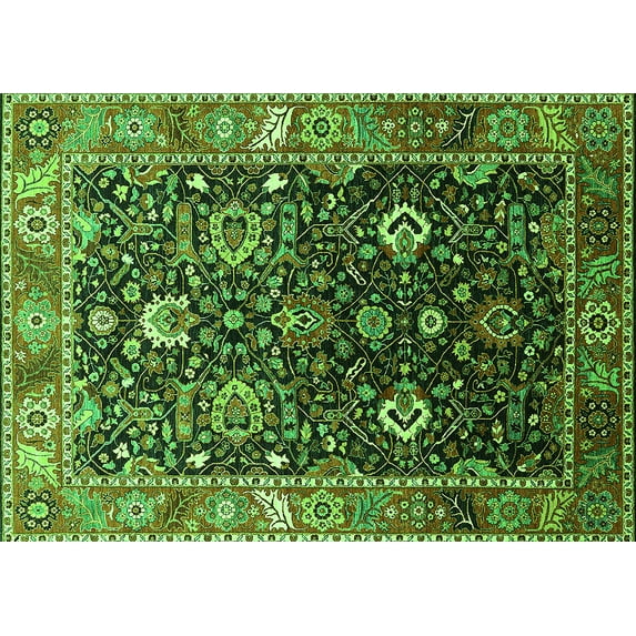 Ahgly Company Indoor Rectangle Oriental Green Industrial Area Rugs, 8' x 10'