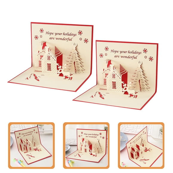 Phenofice 2Pcs Greeting Card Multi Color Square Shape Holiday Photo Cards For Lover
