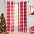 thumbnail image 4 of Flowpartex Red and White Buffalo Check Semi Sheer Curtain Panels Plaid Textured Curtains Drapery, Farmhouse Grommet Window Drapes for Christmas Living Room Bedroom, 40"Wx95"L Set of 2, 4 of 6