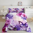 thumbnail image 2 of Erosebridal Purple Butterfly Bedding Full Comforter Set,Flower Down Comforter,Reversible,3 Pieces, 2 of 7