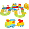 Kids Toy Deluxe Electric Train Set With Lights and Sound Colorful Tracks Battery Operated Railway Car Set