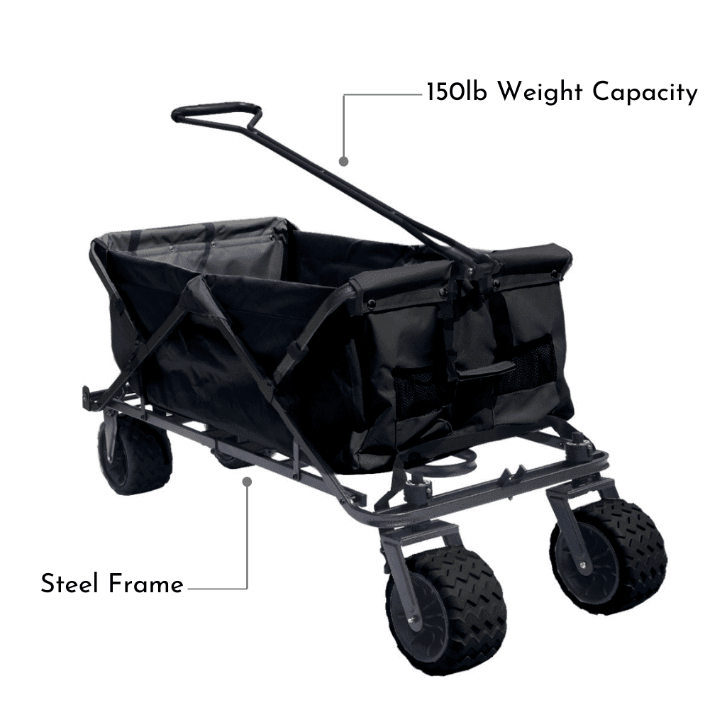 Collapsible All Terrain Beach Wagon Extra Impact Canopy Folding Utility Wagon 