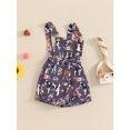 thumbnail image 3 of Nygoyerh Little Girls Denim Overall Shorts Toddler Flower/Chicken/Cow Print Sleeveless Suspender Jumpsuit 6M 12M 18M 24M 3T 4T 5T 6T Kids Cute Summer Shortall Rompers, 3 of 9