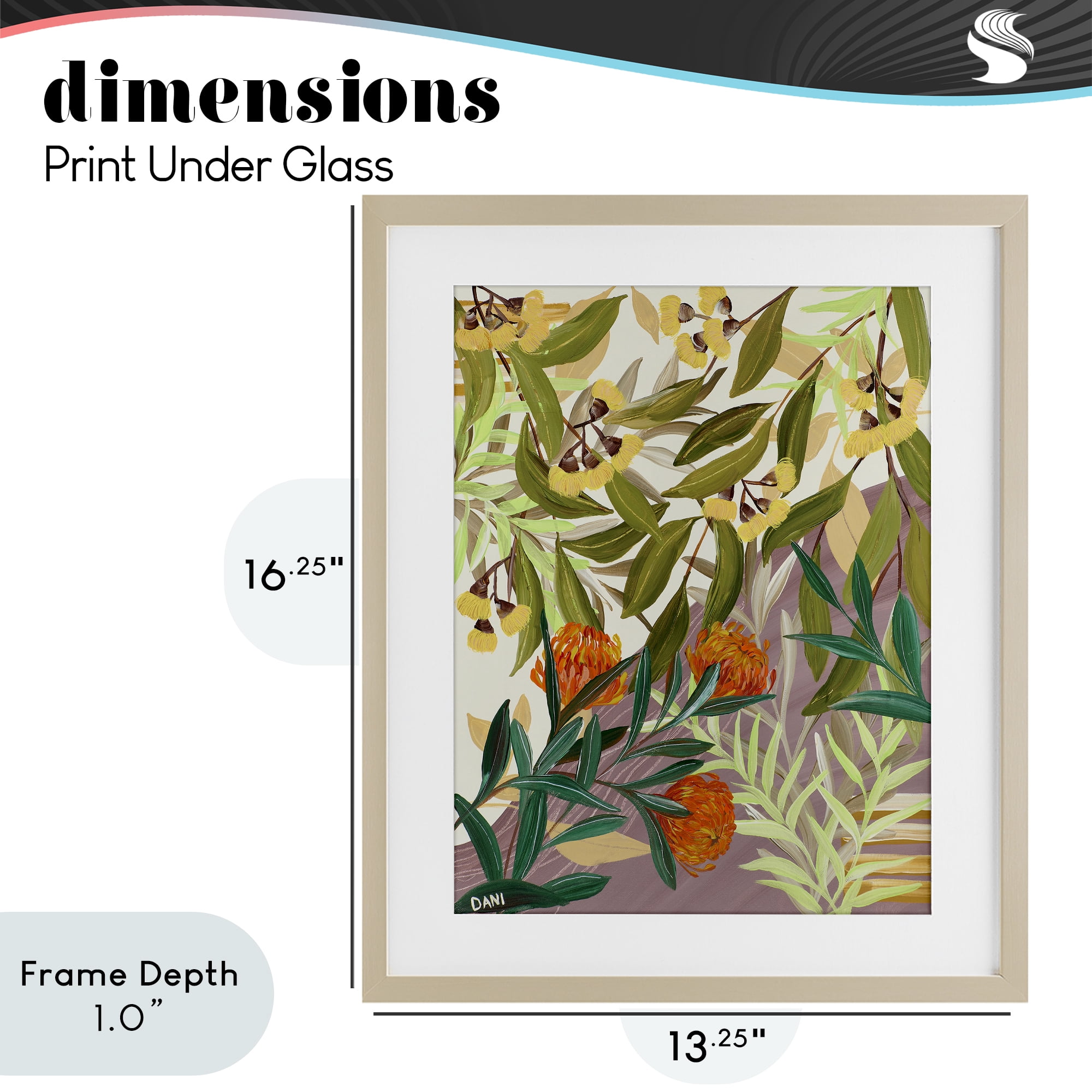Stupell Industries Walk With Me Florals Birch Framed Print Under Glass, design by Dani Heyward