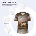 thumbnail image 4 of Balery Three Horses Oil Painting Baseball Jersey for Men Casual Button Down Shirts Short Sleeve Active Team Sports Uniform-X-Large, 4 of 9