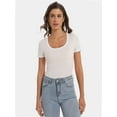 thumbnail image 4 of Women's T Shirts Short Sleeve Scoop Neck Basic Going Out Tops Fashion Slim Fit Tee, 4 of 6