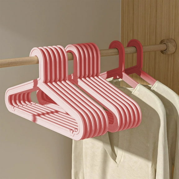Gallickan Clothes Hangers, 10 Pack Plastic Non-Slip Space Saving Garment Holders, Heavy Duty Adults Closet Organizers, Pink