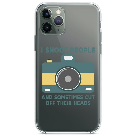 DistinctInk Clear Shockproof Hybrid Case for iPhone 12 / 12 PRO (6.1" Screen) - TPU Bumper Acrylic Back Tempered Glass Screen Protector - I Shoot People - Photography