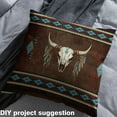 thumbnail image 2 of jejeloiu Retro Bull Skull Fabric by the Yard 10 Yards,Rustic Farmhouse Cabin Room Decor Fabric by the Yard,Brown Beige Teal Sewing Fabric For Teens,Microfiber Bedroom Decor, 2 of 6