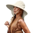 thumbnail image 5 of Xijirk Sun Hat with Oversized Curved Brim and Rear Neck Cover Area for Outdoor Gardening Casual Outing Daily Walk for Adult Fixed Chin Strap Sun Head Accessory,Beige,One Size, 5 of 5