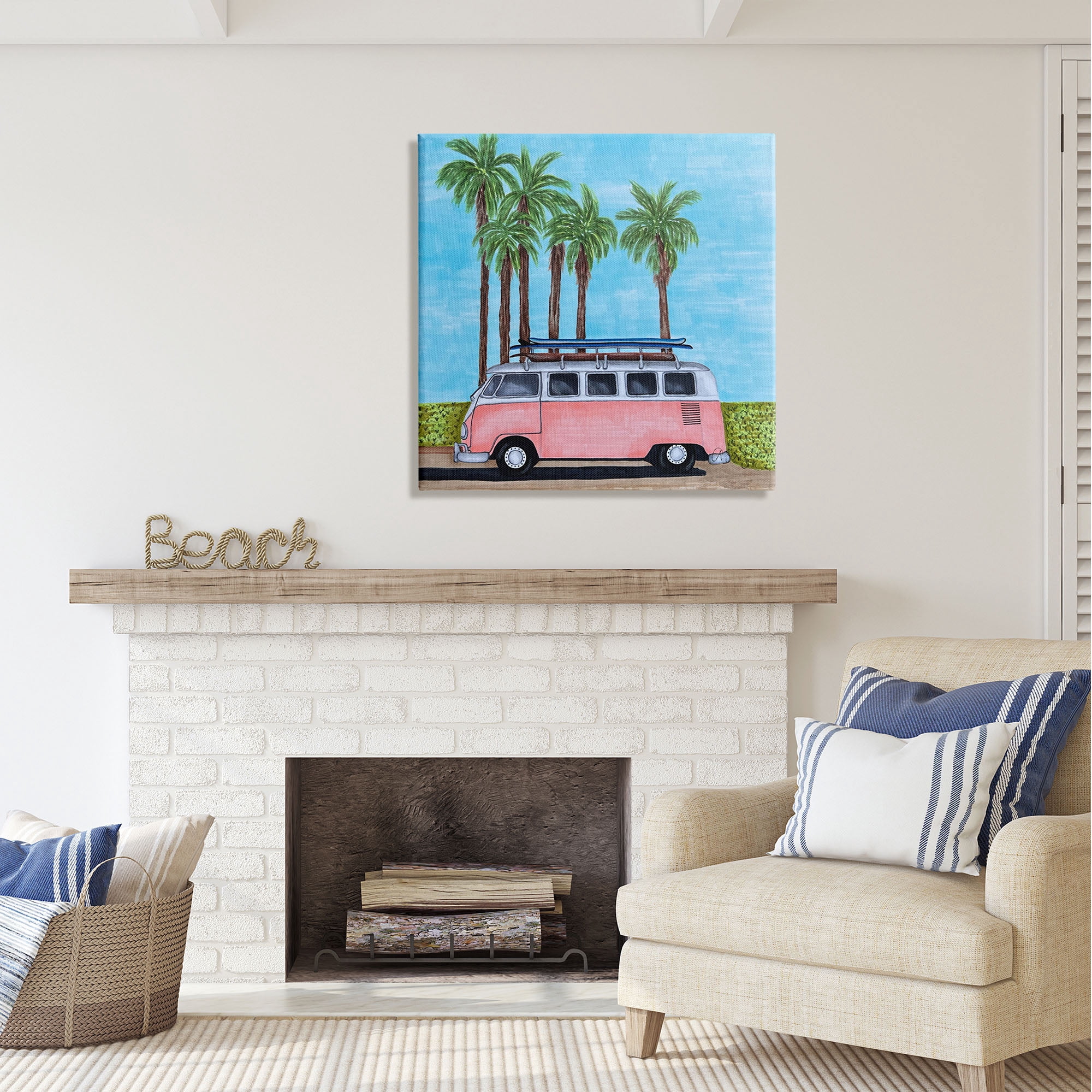 Stupell Industries Tropical Vacation Minibus Transportation Painting Gallery Wrapped Canvas Print Wall Art, 30 x 30