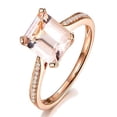 thumbnail image 2 of Limited Time Sale: Antique 1.25 Carat Peach Pink Morganite (emerald cut Morganite) and Diamond Engagement Ring in 10k Rose Gold, 2 of 2