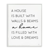 Stupell Industries Love & Dreams Sentiment Typography Painting White Framed Art Print Wall Art, 24 x 30