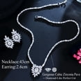 thumbnail image 3 of Sparkling White Leaf Flower Drop Necklace Earrings Bridal CZ Wedding Jewelry Set, 3 of 8