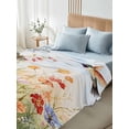 thumbnail image 4 of Spring Floral Full Size Flat Sheet, Wrinkleproof & Fadeproof Cooling Flat Bed Sheet Only, Hummingbird Summer Botanical Watercolor Breathable Soft Bedding Top Sheets 81 x 96 Inches, 4 of 8